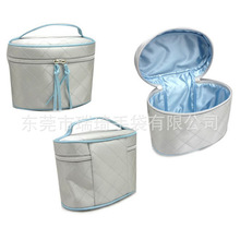 东莞厂家供应色丁菱格手提化妆洗漱包出口日本椭圆形化妆包