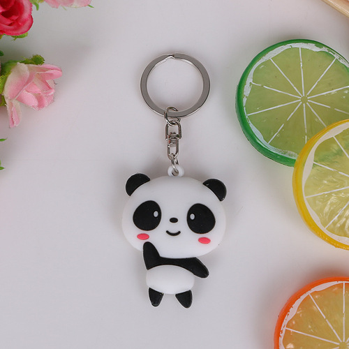 Cartoon Soft PVC Keychain Ring, Dual-Sided Car Key Holder, Creative Rubber Keychain Accessory
