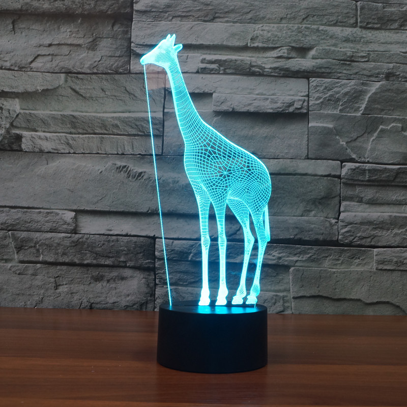 2026 New Giraffe Children's Room Colorful 3D Lamp Touch Control Led Soft Light Gift Eye Protection Night Light 3177
