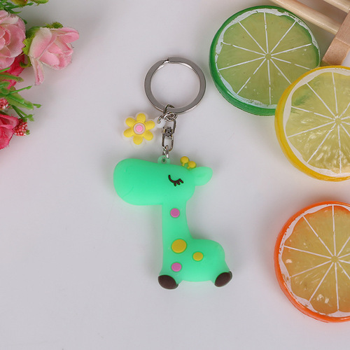 Cartoon Soft PVC Keychain Ring, Dual-Sided Car Key Holder, Creative Rubber Keychain Accessory