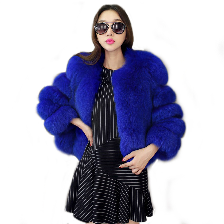 Haining fur factory direct foreign trade cross-border Korean splicing socialite fashion winter warm women's fur coat