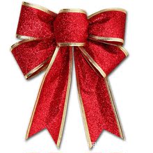 圣诞节装饰蝴蝶结挂件圣诞树装扮配件金红蝴蝶结吊饰场景布置道具