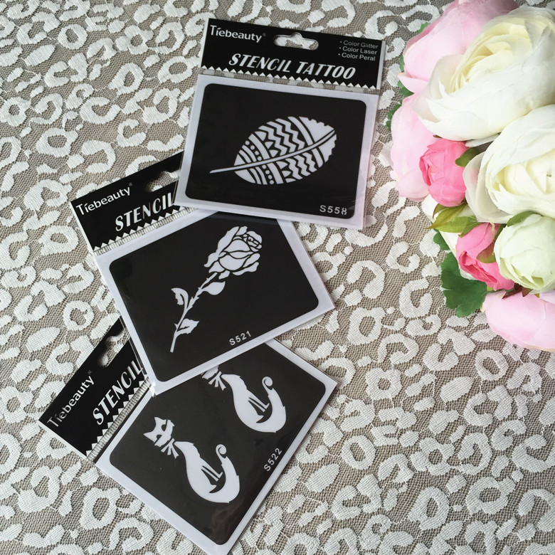 Hollow Tattoo Spray-Painted Hand-Painted Dual-Use Template Henna Henna Painting Stickers for Kidsren and Adults Party Wedding Long-Lasting