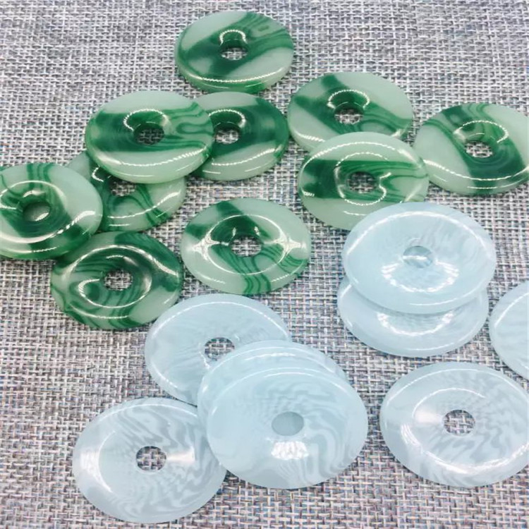中国结玉片仿玉亚克力小圆片DIY材料散珠饰品配件白玉绿玉配件