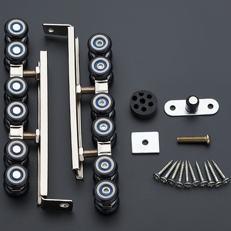 Rueda colgante de 12 ruedas puerta de madera puerta corredera Polea De puerta corredera riel colgante mudo rueda colgante asequible decoración del hogar al por mayor rueda colgante