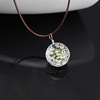 Fashionable glossy pendant, crystal, starry sky, necklace, Korean style, with gem, four-leaf clover, Birthday gift