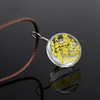 Fashionable glossy pendant, crystal, starry sky, necklace, Korean style, with gem, four-leaf clover, Birthday gift