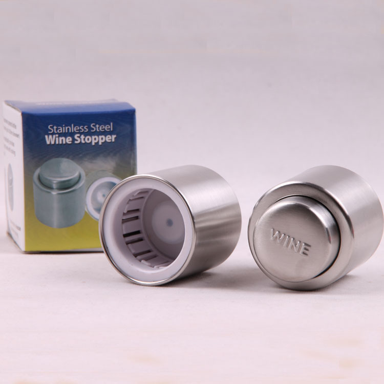 Manufacturer wholesale push-type stainless steel red wine stopper champagne stopper with LOGO