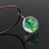 Fashionable glossy pendant, crystal, starry sky, necklace, Korean style, with gem, four-leaf clover, Birthday gift