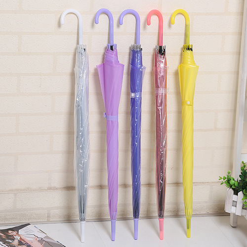 Manufacturer wholesale long handle transparent umbrella creative automatic straight transparent umbrella children's gift advertising umbrella custom logo