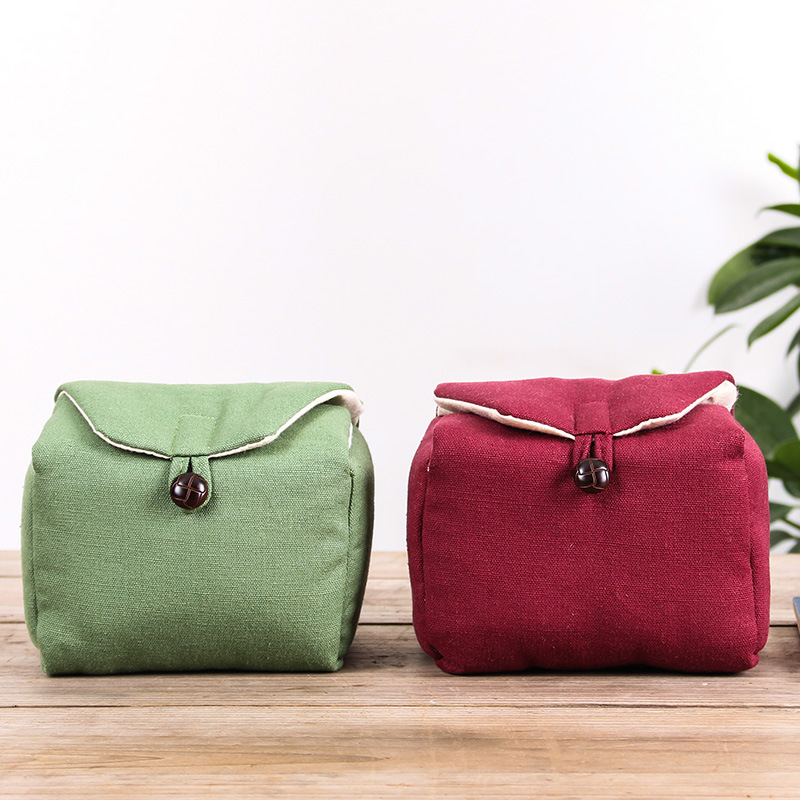 快客杯收纳袋一壶二杯加厚棉麻 便携旅行茶具套装布包 批发