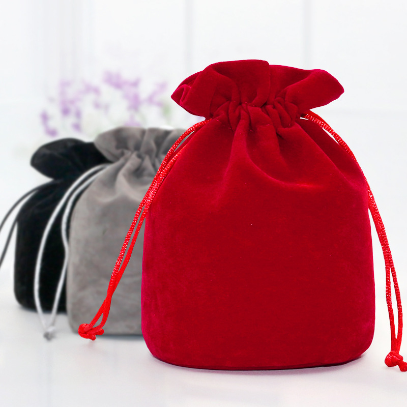 Bolsa de tela con fondo redondo, bolsa de terciopelo de doble capa con cordón, bolsa pequeña para guardar joyas, logotipo impreso, bolsa de vino de terciopelo de alta gama. image 3