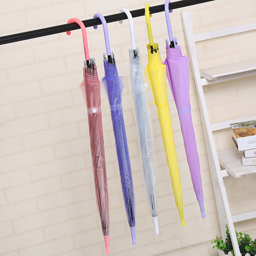 Manufacturer wholesale long handle transparent umbrella creative automatic straight transparent umbrella children's gift advertising umbrella custom logo