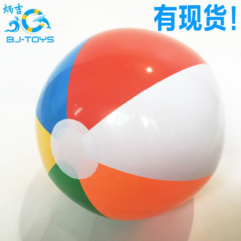 厂家现货彩色充气沙滩球PVC六片球 儿童玩具拍拍球充气水球彩虹球