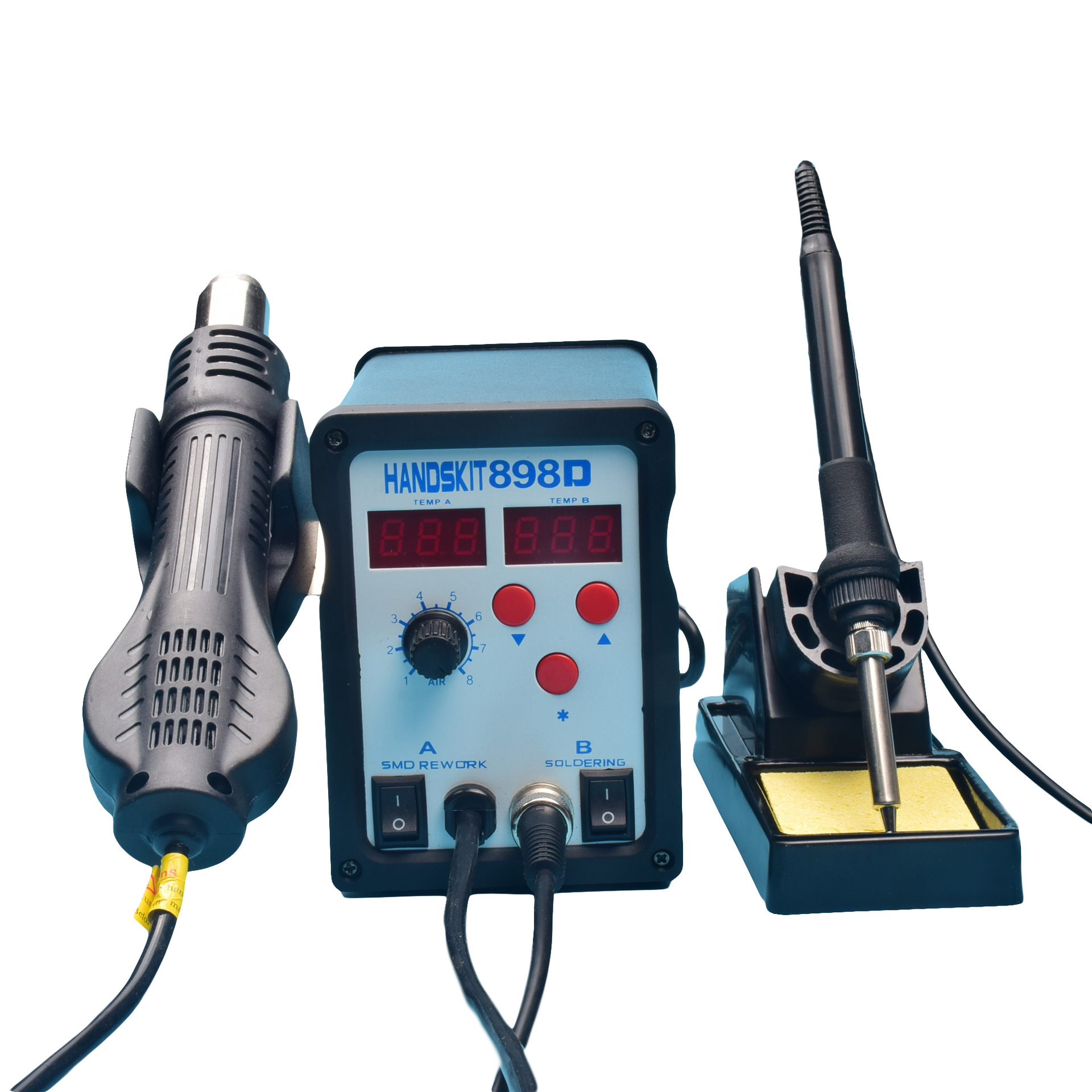 出口 898D 双用双数显无刷风机 热风拆焊台 数显二合一带烙铁