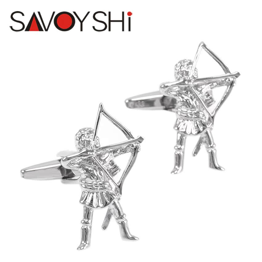 Personalized cupid arrow cufflinks silver white steel metal simple bow archery modeling men's French cufflinks women