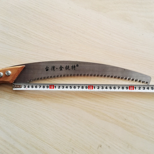 Garden agricultural tools wooden handle with black rubber sleeve 350 long 3-sided teeth white black head hand saw thick branch fruit branch saw branch saw