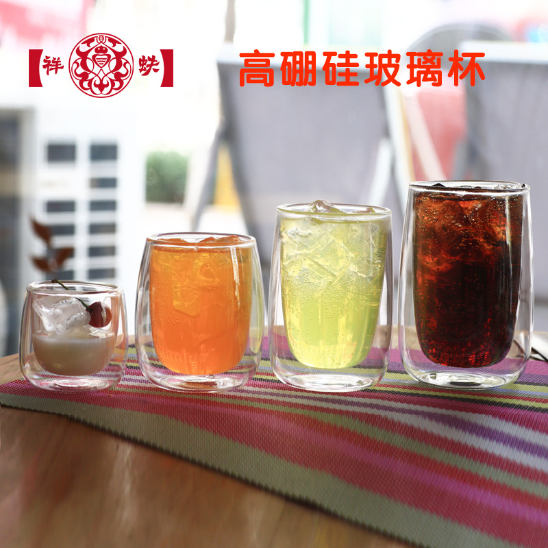 Taza de vidrio resistente al calor de doble capa Taza de café resistente al calor Taza de té Taza de leche Taza de aislamiento Taza de té Taza de flores Taza de agua simple