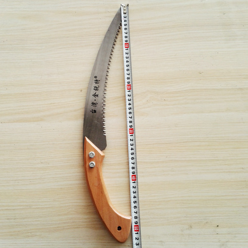 Garden agricultural tools wooden handle with black rubber sleeve 350 long 3-sided teeth white black head hand saw thick branch fruit branch saw branch saw