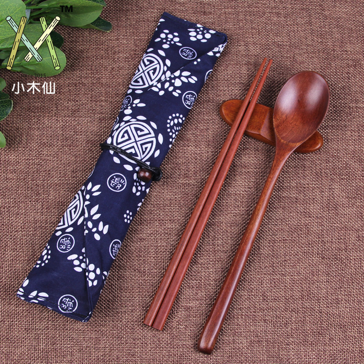@ Xiao Mu Xian Wooden Chopsticks Spoon Set Japanese Style Chopsticks Spoon Combination Outdoor Travel High Quality Gift Chopsticks ins