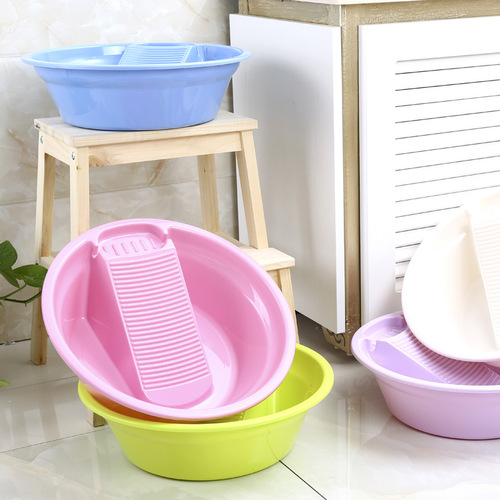 Factory Wholesale Laundry Basin, Dormitory Integrated, Thick, Durable, High-Temperature Resistant, with Scrub Board, Household Laundry Basin Wholesale