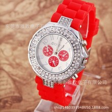 满天星镶钻促销礼品日内瓦手表 儿童果冻撞色石英防水表