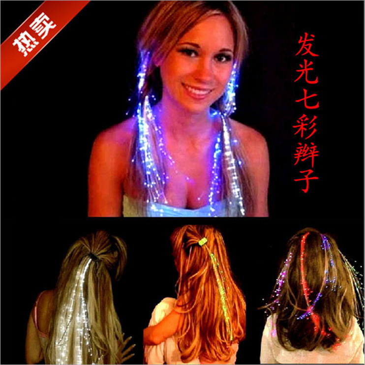 Led Colorful Light-Emitting Braided Fiber Optic Hair, Bar Party Festival Supplies, Colorful Hair Wigs