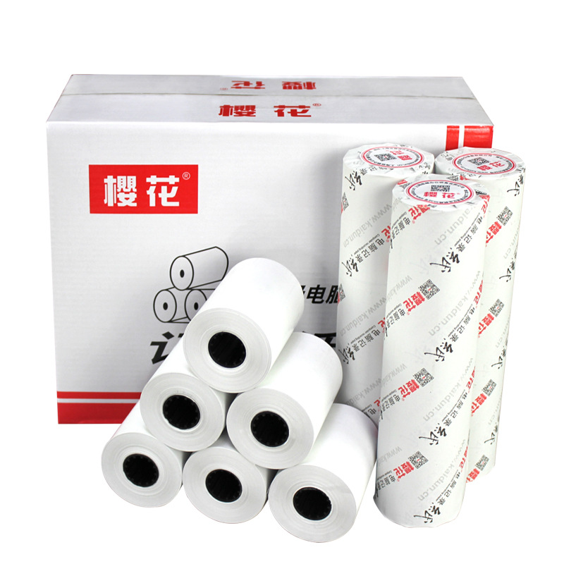 Flor de cerezo 75*60mm caja registradora térmica de papel de impresión de papel de recibo Meituan supermercado fabricante de papel de impresión térmica