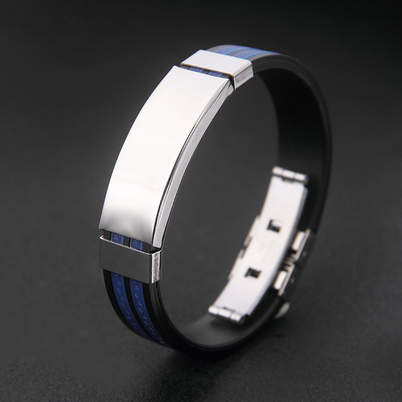 sports silicone bracelet stainless steel