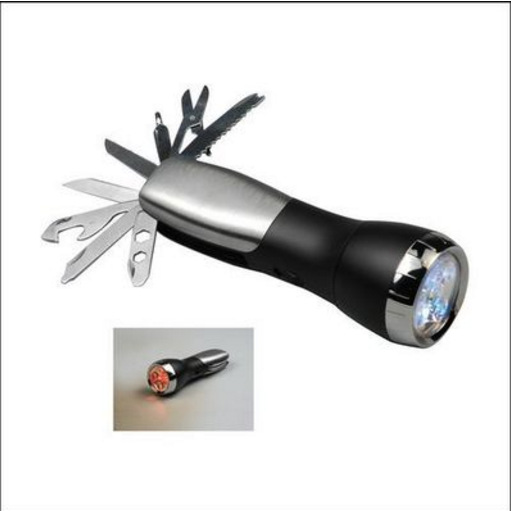 创意应急户外安全LED多功能工具手电筒 安全锤警示灯 军刀手电筒
