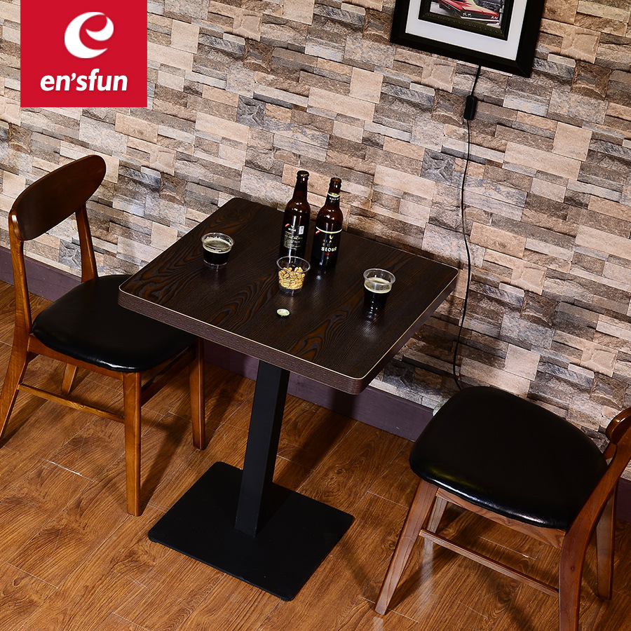 Cafetería mesa de comedor y silla combinación pequeña mesa de postre de té de leche cuadrada restaurante occidental mesa de comedor rápida mesa de negociación de ocio Nórdico