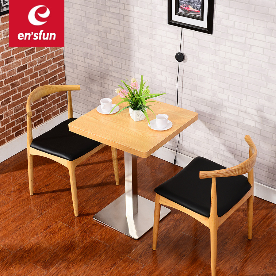 Cafetería mesa de comedor y silla combinación pequeña mesa de postre de té de leche cuadrada restaurante occidental mesa de comedor rápida mesa de negociación de ocio Nórdico