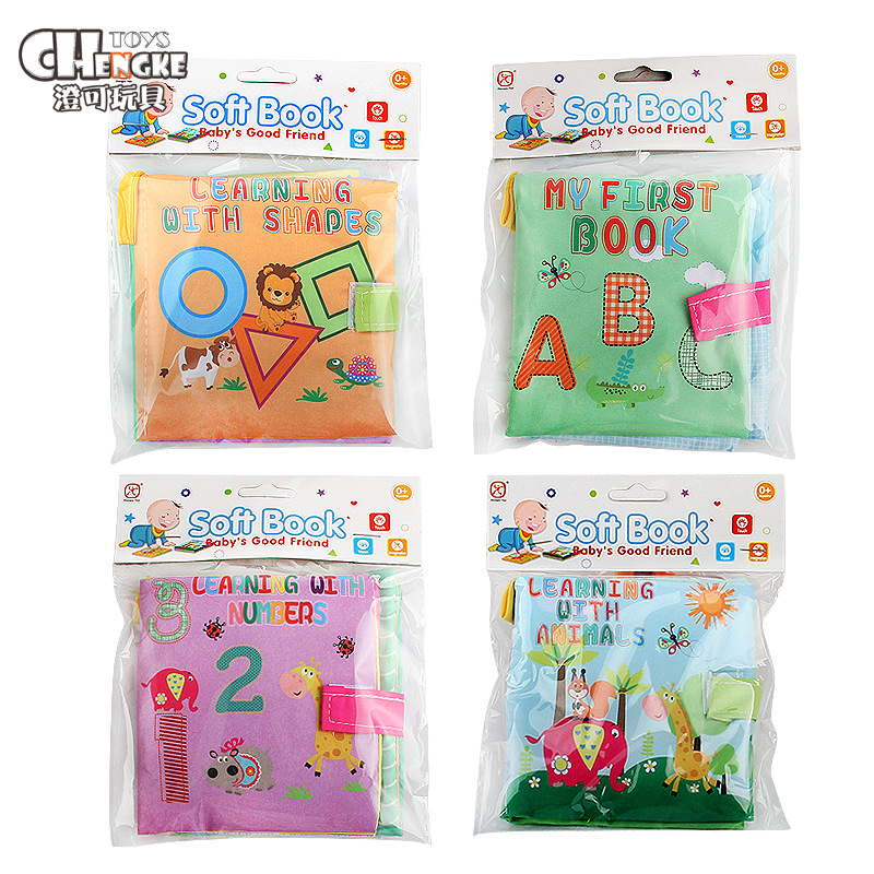 Libro de tela tridimensional para bebés educación temprana educativa Comercio exterior libro de tela en bolsas de cuatro con papel de timbre entrega de una pieza juguetes para bebés