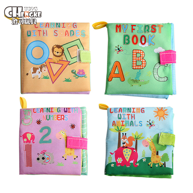 Libro de tela tridimensional para bebés educación temprana educativa Comercio exterior libro de tela en bolsas de cuatro con papel de timbre entrega de una pieza juguetes para bebés