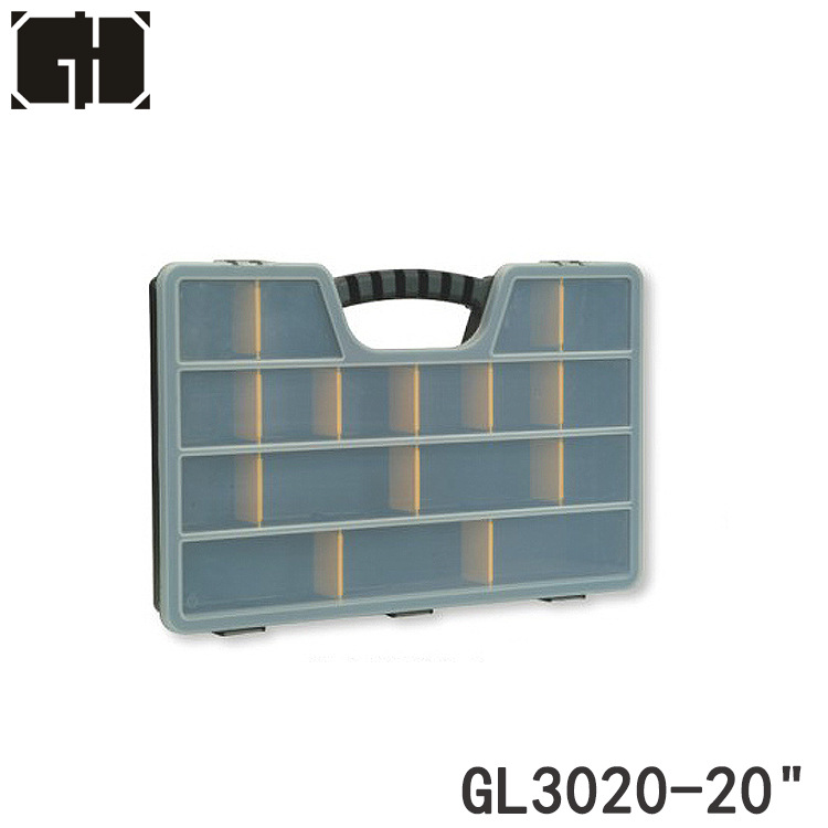 跨境塑料工具手提箱透明零件元件箱储物格可调可拆卸厂家供应20寸