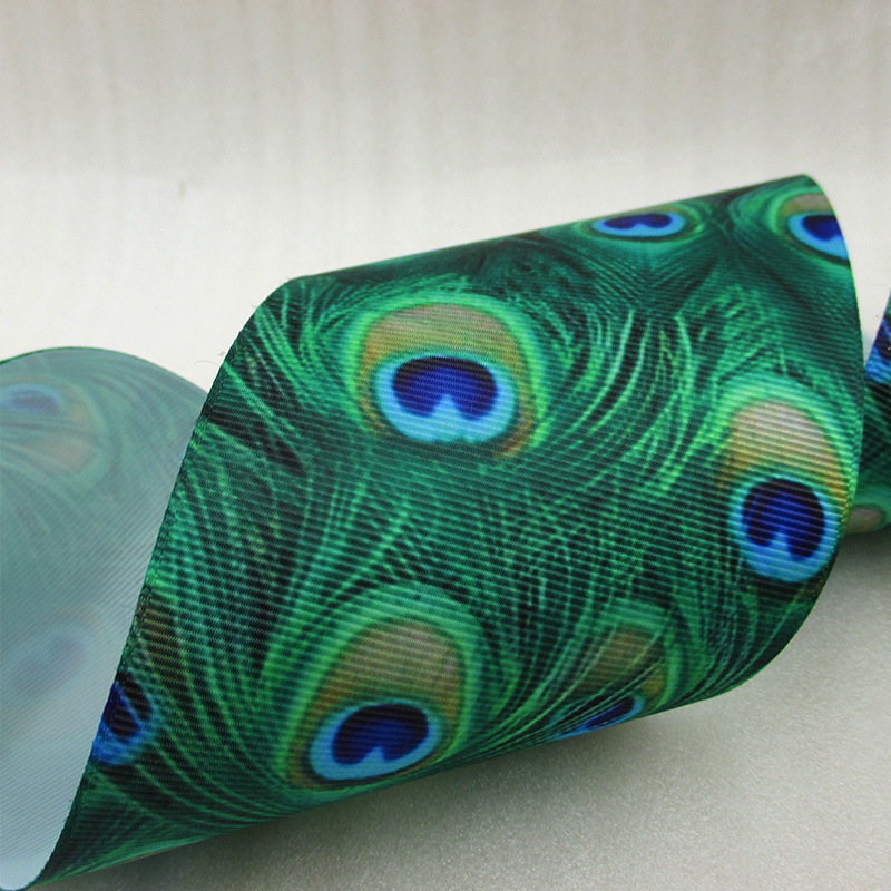 75mm孔雀羽毛罗纹带 厂家直销定批发礼品包装涤纶织带 服装辅料制