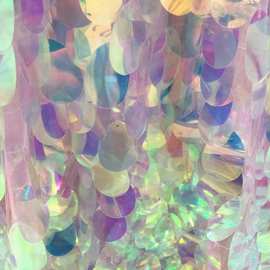 3*4厘米超大瓜子亮片布料椭圆亮片布料网蕾丝布料面料幻彩白色