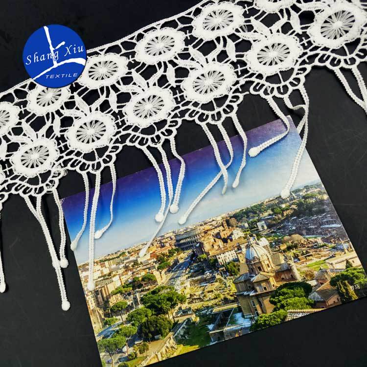 水溶蕾丝花边 牛奶丝刺绣条码 吊须流苏