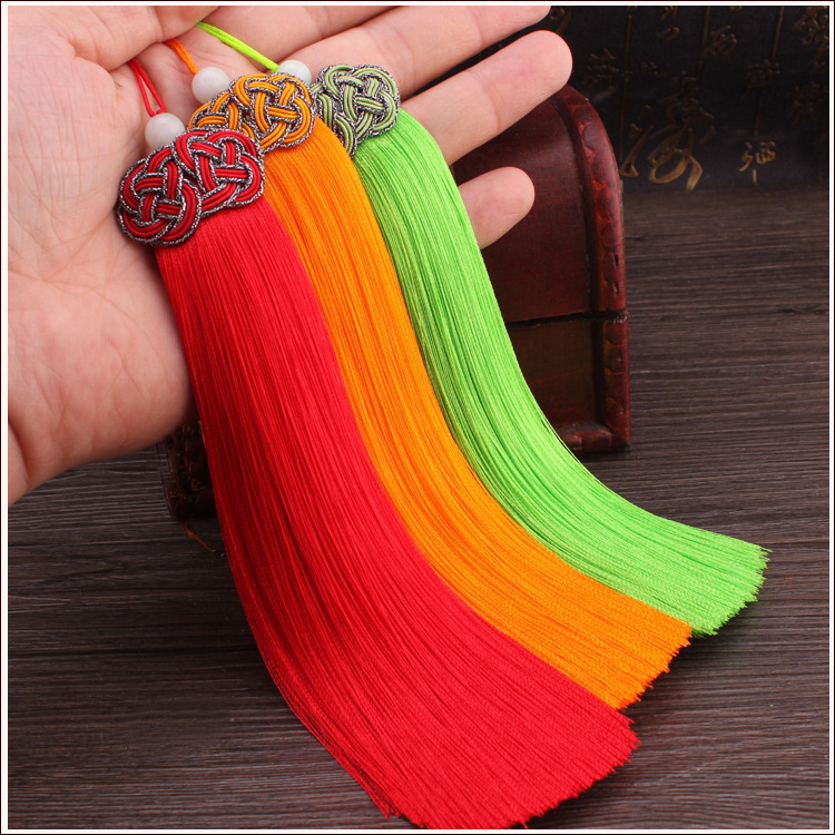 纯手工中国流苏穗子金钱结盘扣人造丝掉穗真丝汽车挂件柔顺吊坠