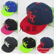 新款韩版儿童NY字母刺绣嘻哈帽街舞帽 棒球帽 帽子厂家批发