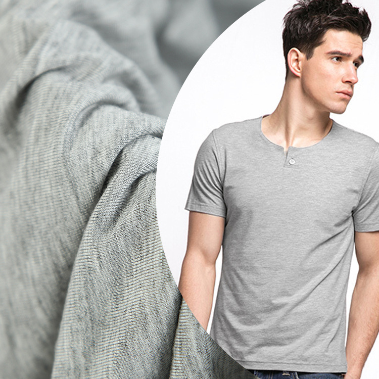 春款新款 竹纤维精梳单面汗布针织面料 休闲短袖纬编弹力T恤面料