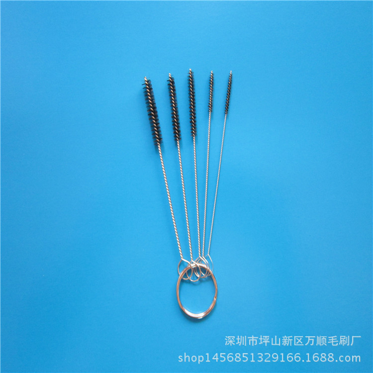 厂家批发5支装喷枪管刷 尼龙小毛刷 喷笔针嘴刷 不锈钢纹身器材刷
