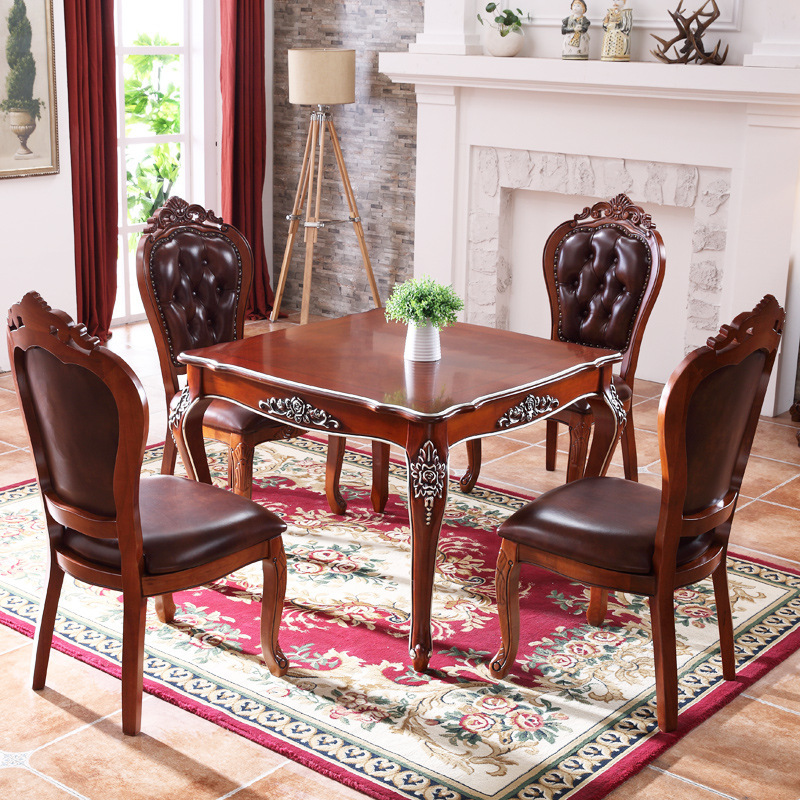 Factory direct European solid wood square table square mahjong table small apartment Table Chair special price