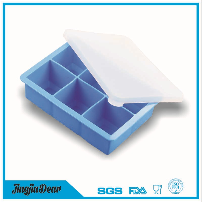 厂家直销 硅胶冰格带盖 食品级带盖硅胶冰格 硅胶6格冰格带盖