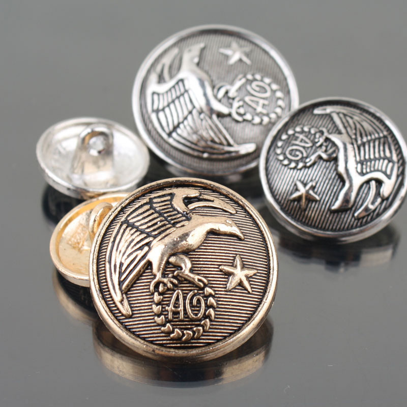 高端批发金属高脚鸟类金银抹黑大衣风衣外套西装袖口纽扣扣子296