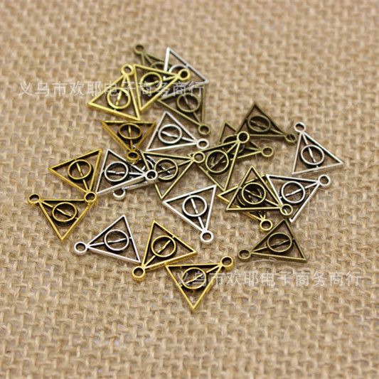 2 Colors 13*13mm Harry Potter Death Holy Jewelry Triangular Alloy Accessories DIY Bracelet Accessories