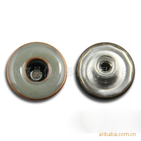 树脂滴胶油工字扣 银粉空心铜牛仔扣高档旋转凹面装饰纽扣扣子