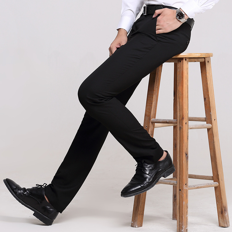 Men's Black Dress Pants Business Trousers Slim Fit Wrinkle-Free New Style Long Pants