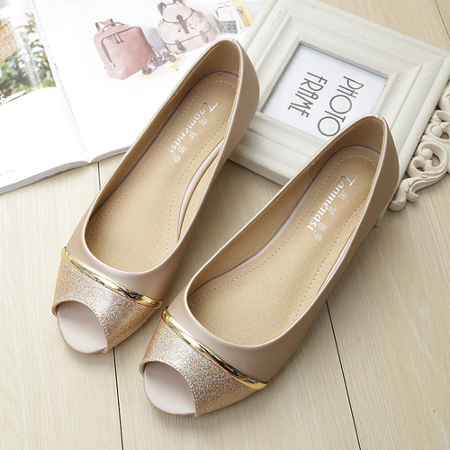 2024 New Fish Mouth Single Shoes Women's Flat Shoes Anti-Slip Maternity Shoes Mom Sandals Women's Shallow Mouth Large Size Women's Shoes Autumn