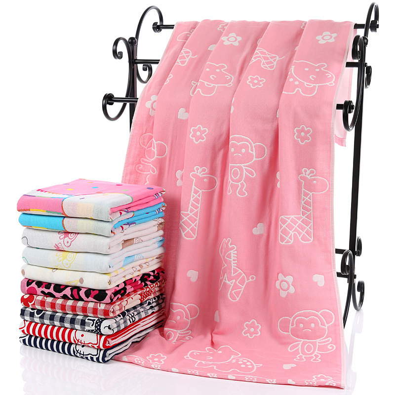 Three-layer gauze bath towel wholesale children's cartoon thickened adult bath towel baby towel quilt beach towel